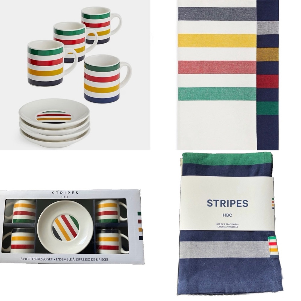 Colourful Striped Espresso and Tea Towel Set by HBC (Authentic)